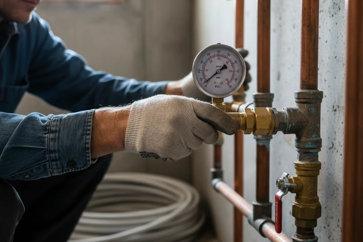 Pressure testing a repaired line during Water Line Repair in Lando